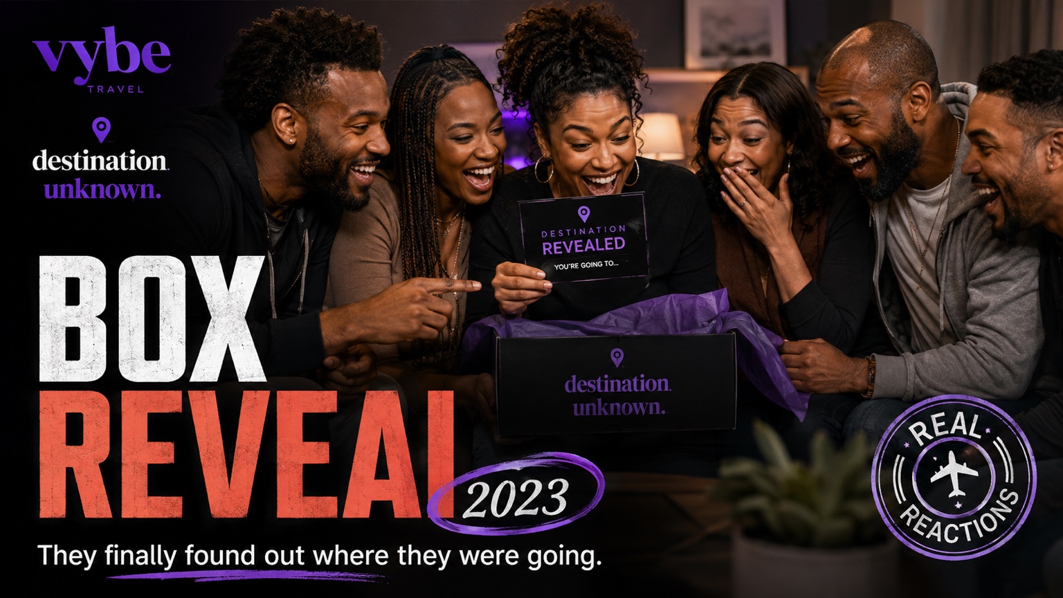 Past Destination Unknown travelers opening their reveal box